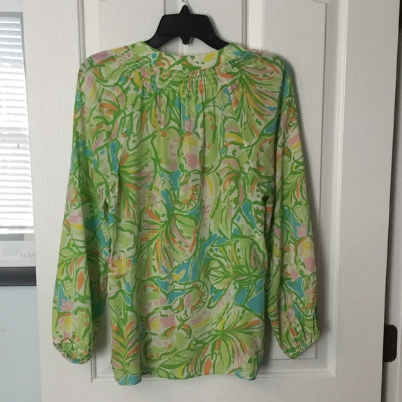 Lilly Pulitzer Green and Pink Floral Blouse - Picture 2 of 3
